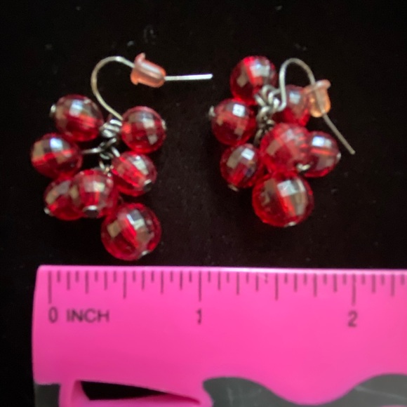 2 sets red jeweled dangling, beads,round jewels - Picture 2 of 2